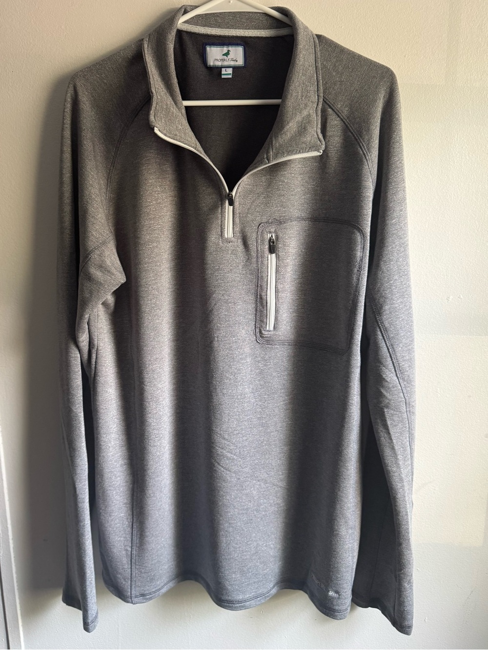 Properly Tied Men's Gray Quarter-Zip Pullover with Zip Chest Pocket
